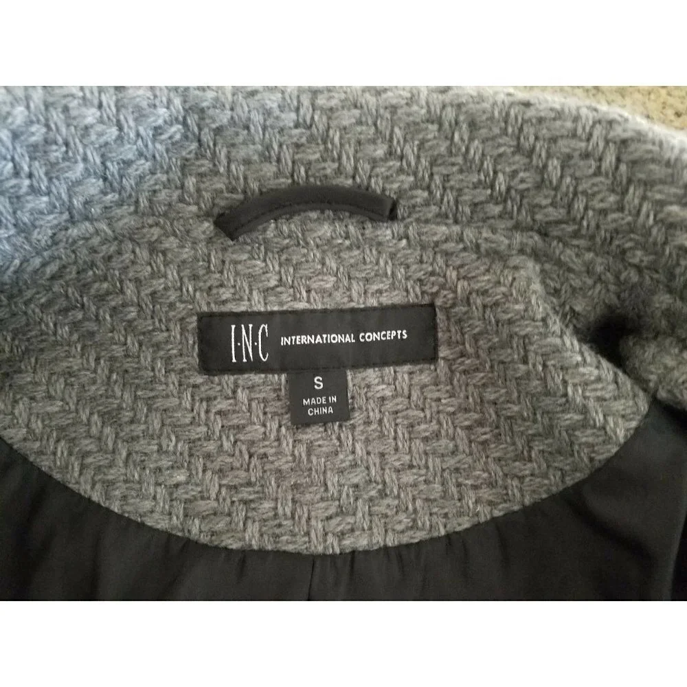 NWT Women's I.N.C. International Concepts Textured Wrap Coat in Charcoal Size S - Picture 8 of 11